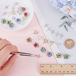 34Pcs 17 Styles Evil Eye & Cross & Heart Zinc Alloy Glass Cabochons&nbsp;MRMJ-HY0001-38