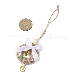 Christmas Wood & Polyester Bowknot Pendant Decorations&nbsp;HJEW-JM04193-03