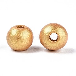 Spray Painted Round Natural Schima Wood Beads&nbsp;WOOD-A018-8mm-01