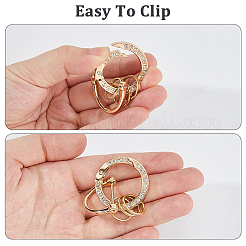 6 Sets 2 Colors Alloy Crystal Rhinestone Spring Gate Rings&nbsp;KEYC-HS0001-05