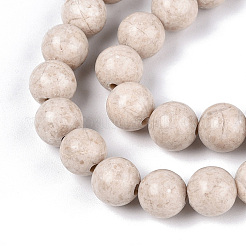 Dyed Natural Fossil Beads Strands&nbsp;G-T139-6mm-66A