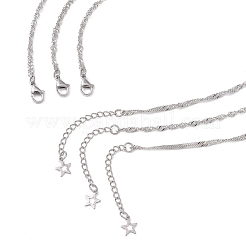 304 Stainless Steel Singapore Chain 3 Layer Necklaces for Women&nbsp;NJEW-JN05479