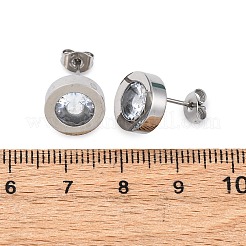 304 Stainless Steel Flat Round Stud Earrings&nbsp;EJEW-C099-23P-03