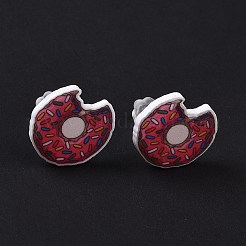 Colorful Acrylic Imitation Food Stud Earrings with Platic Pins for Women&nbsp;EJEW-F293-02C