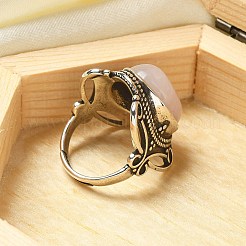 Natural Rose Quartz Adjustable Rings&nbsp;RJEW-I108-02AS-03
