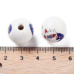 Independence Day Theme Wood European Beads&nbsp;WOOD-M011-07A
