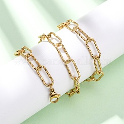 304 Stainless Steel Textured Paperclip Chain Necklaces for Women Men&nbsp;NJEW-A052-01G