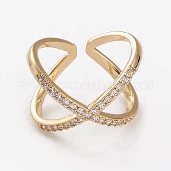 Brass Micro Pave Cubic Zirconia Cuff Rings&nbsp;RJEW-C101-13G-B