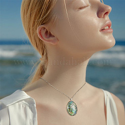 2Pcs Natural Paua Shell Big Pendants&nbsp;FIND-BC0013-55