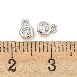 925 Sterling Silver Pave Clear Cubic Zirconia Flat Round Charms&nbsp;STER-B005-01P