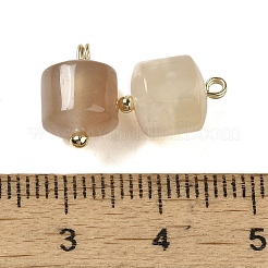 Natural Cherry Blossom Agate Column Charms with Rack Plating Brass Loops&nbsp;G-G110-04A-01