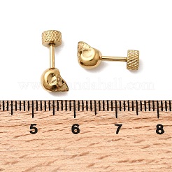 304 Stainless Steel Skull Stud Earrings&nbsp;EJEW-C166-01G