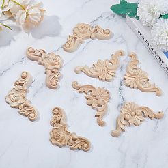 8Pcs 2 Styles Carved Wooden Corner Decoration&nbsp;WOOD-FH0002-28