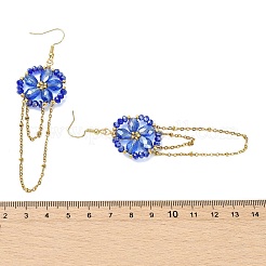Electroplate Glass Woven Dangle Earrings for Women&nbsp;EJEW-MZ00795-03