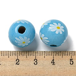 Printed Wood European Beads&nbsp;WOOD-G022-19I