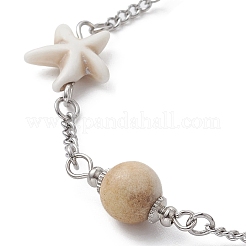 4Pcs 4 Style Natural Flower Amazonite & Synthetic Turquoise Beaded Link Chain Bracelets Set&nbsp;BJEW-JB09518