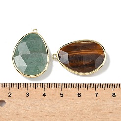 Natural Amethyst & Rose Quartz & Tiger Eye & Green Strawberry Quartz & Quartz Crystal Faceted Teardrop Pendants&nbsp;G-U028-01G