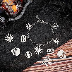12Pcs 6 Style 201 Stainless Steel Pendants&nbsp;STAS-UN0020-22P