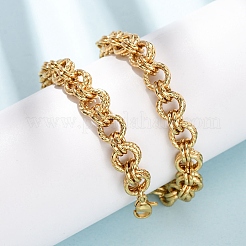 8MM 304 Stainless Steel Twisted Double Rolo Chain Necklaces for Women&nbsp;NJEW-G194-05G-02