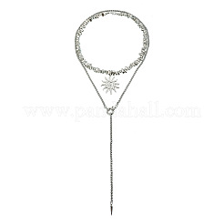 Alloy Sun Pendant CCB Plastic Beaded Double Layer Lariat Necklaces for Women&nbsp;FS-WGFFF0F-01