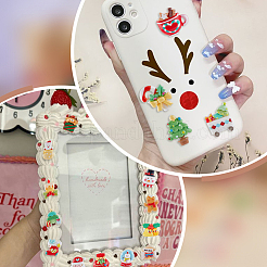 64Pcs 16 Styles Christmas Tree/Snowman/Bag/Socking/Santa Claus/Deer/Candy Cane/Fireplace Opaque Resin Decoden Cabochons&nbsp;RESI-SC0005-74