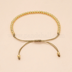 Adjustable Brass Round Braided Bead Bracelets for Women&nbsp;MI8325