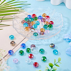 50Pcs 10 Colors Transparent Glass European Beads&nbsp;GPDL-TA0001-13