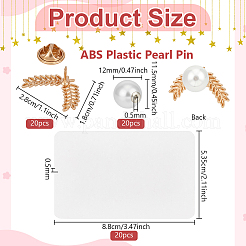20Pcs ABS Plastic Pearl Pin&nbsp;JEWB-BC0001-15B