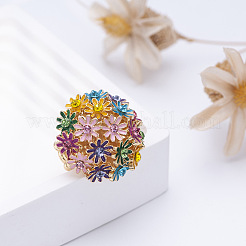 Flower Alloy with Rhinestone Enamel Finger Rings for Women&nbsp;FS-WG3A5AD-01