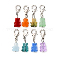 Glass Bear Pendant Decorations&nbsp;HJEW-JM04073-02