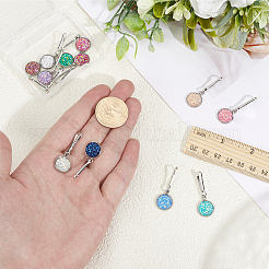 12Pcs Flat Round Alloy Resin Zipper Pulls Charms&nbsp;FIND-CY0002-31