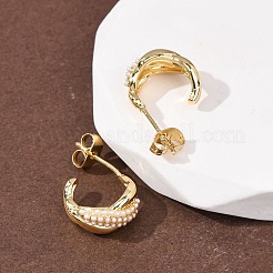 Brass C-Shaped Stud Earrings&nbsp;EJEW-A152-01G