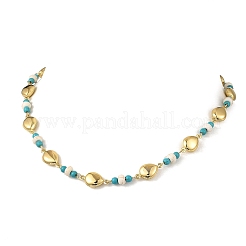 Ocean Dyed Synthetic Turquoise Beads & 304 Stainless Steel Link Chain Necklaces&nbsp;GG-NJEW-JN06337-01