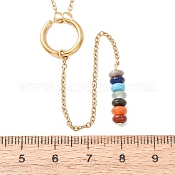 Natural & Synthetic Mixed Gemstone Rondelle Lariat Necklaces&nbsp;NJEW-JN04640