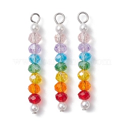 Glass & Round Shell Pearl Beaded Pendants&nbsp;PALLOY-JF02557