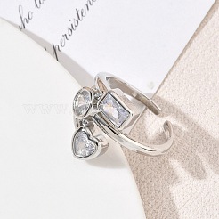 Brass Pave Cubic Zirconia Earrings Cuff Open Rings&nbsp;CU-CBAC7F3-01P