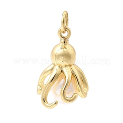 Brass & ABS Plastic Imitation Pearl Pendants&nbsp;KK-Z160-13G-01