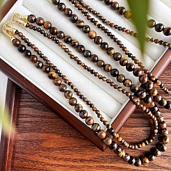 Natural Tiger Eye Round Beaded Double Layer Necklaces&nbsp;FS-WG27A05-01
