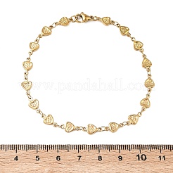 Women's 304 Stainless Steel Heart Link Chains Bracelets&nbsp;BJEW-G790-03G