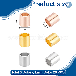 60Pcs 3 Colors 925 Sterling Silver Tube Beads&nbsp;FIND-PH0028-56