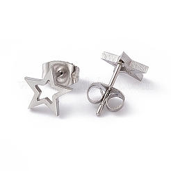 Non-Tarnish 304 Stainless Steel Tiny Hollow Out Star Stud Earrings for Women&nbsp;STAS-A065-01P