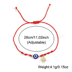 Handmade Adjustable Blue Evil Eye Glass Braided Bead Bracelets with Stainless Steel Religion Hamsa Hand for Women&nbsp;KO5639-2