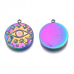 Rack Plating Rainbow Color 304 Stainless Steel Pendant Rhinestone Settings&nbsp;STAS-N098-037