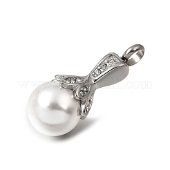 304 Stainless Steel & ABS Plastic Pearl Memorial Pendants&nbsp;PL-CBA387B-01P