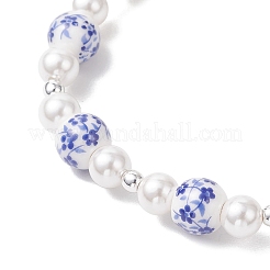 Handmade Flower Printed Porcelain Ceramic Beads Stretch Bracelets for Women&nbsp;BJEW-JB12208