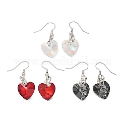 Heart Glass Dangle Earrings&nbsp;X-EJEW-JE01737
