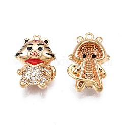 Brass Micro Pave Clear Cubic Zirconia Pendants&nbsp;KK-N232-224