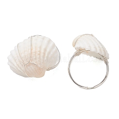 Spiral Shell & Brass Finger Rings for Women&nbsp;RJEW-TA00239