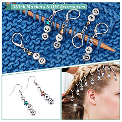 Flat Round with Number Pattern Enamel Plating Acrylic Locking Stitch Markers with Alloy Star&nbsp;HJEW-AB00104