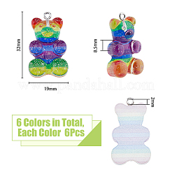 36Pcs 6 Styles Translucent Resin Pendants&nbsp;CRES-DC0001-06